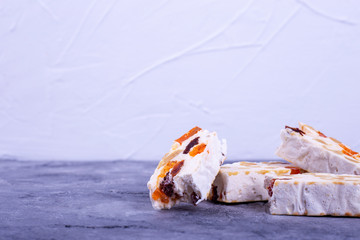 Sweet nougat with with nuts and dried fruits