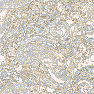 Seamless Asian Textile Background. Paisley Pattern