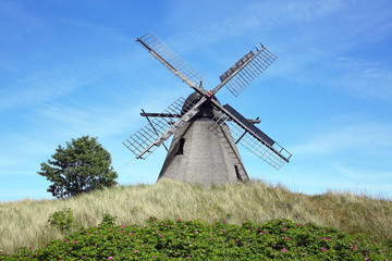 Fototapeta premium Kragskov windmill from 1870, is an old Dutch wildmill located in Skagen, Denmark.