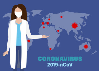 Coronavirus outbreak, COVID-19 vectorillustration symptoms infection, influenza background with dangerous flu strain cases as pandemic medical health, risk concept with disease cells.
