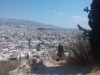 Obraz premium The view above the city from Fillopappou hill