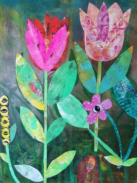 mixed media monoprint collage