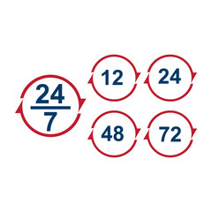 24 7 vector arrow  customer support  delivery and open icons. design isolated on white background