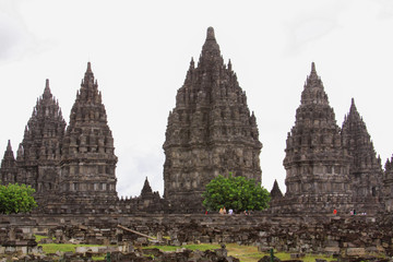Fototapeta premium Tourists at famous Prambanan hindu temple, Java