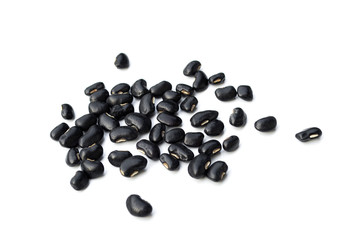 Black beans isolated on white background.