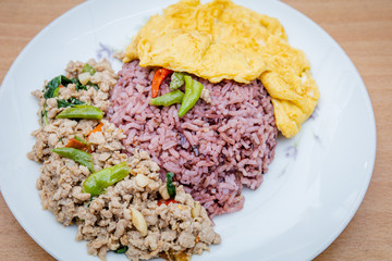 black rice and pork basil