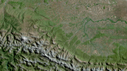 Kabardin-Balkar, Russia - outlined. Satellite