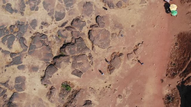 Aerial View from Top to Bottom Over Ancient Chapora Fort in North Goa, India