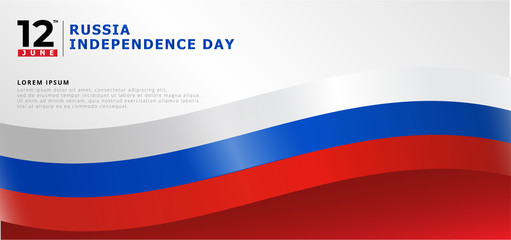Flat Russia independence day banner. 12th of June Russia independence day