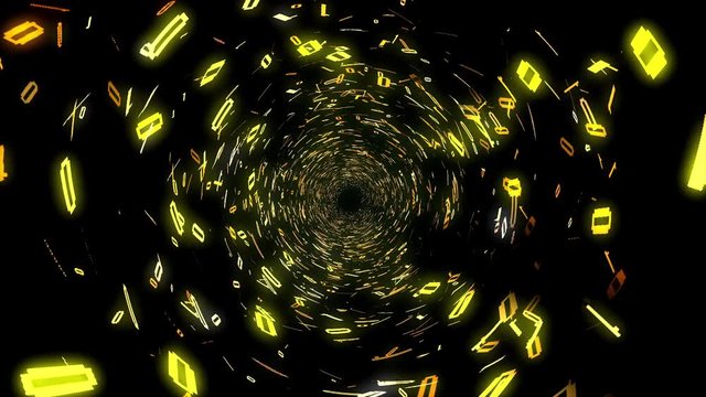 1s and 0s Programing Computer Code Technology in a Seamless Tunnel Loop - Big Data Systems