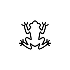 Frog vector icon in linear, outline icon isolated on white background
