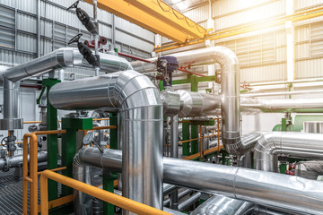 Valves and pipeline system of industrial zone, Steel pipeline and valves at factory