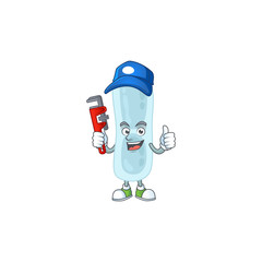 Klebsiella pneumoniae Cartoon drawing concept work as smart Plumber
