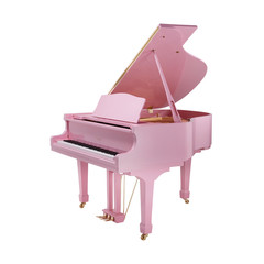 Pink Piano, Grand Piano Strings Percussion Music Instrument Isolated on White background