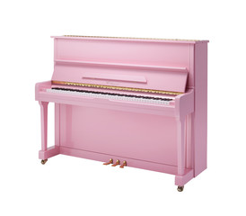 Pink Upright Piano, String Percussion Music Instrument Isolated on White background

