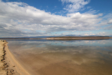 Fototapeta na wymiar Landscape with reflections of Pyasachnik (Sandstone) Dam. Bulgaria.
