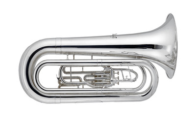 Silver Tuba, Tubas Brass Music Instrument Isolated on White background 3D rendering