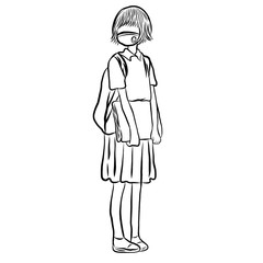 Line drawing of people wearing hygiene face mask or fabric cloth mask for prevent Corona epidemic,pm2.5,pollution,virus,bacteria in the air.New normal.Creative with illustration progress.