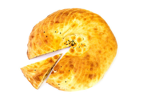 Traditional Asian tortilla on a white isolated background