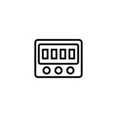 Digital timer vector icon in linear, outline icon isolated on white background