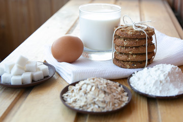 ingredients for recipe cooking oatmeal cookies