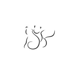 cat pet icon vector line illustration logo design