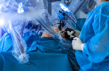 Robotic assisted minimally invasive surgery with surgical robot. Robotic surgical system in...