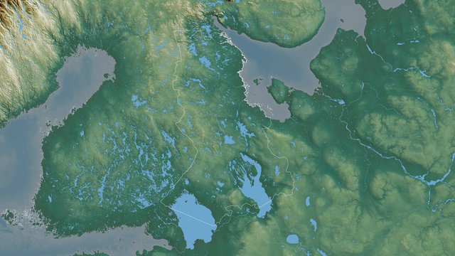 Karelia, Russia - outlined. Relief