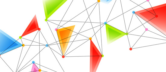 Line points connections, triangular technology design. Abstract geometric background