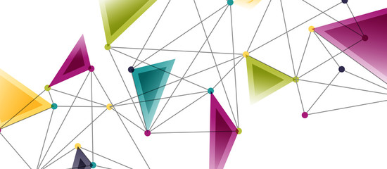 Line points connections, triangular technology design. Abstract geometric background