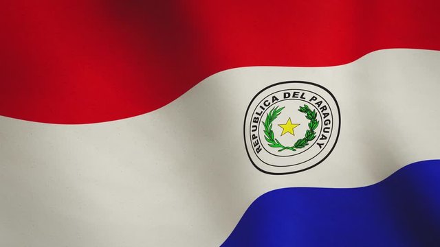 Paraguay waving background flag means freedom and nation - seamless video loop