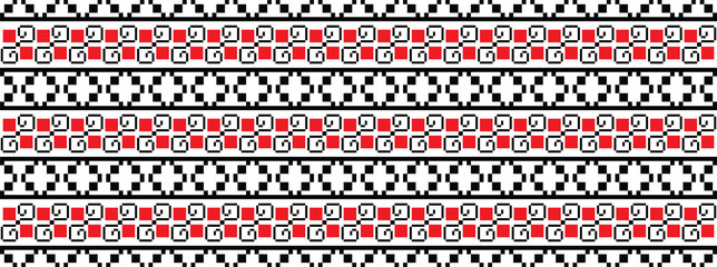 Traditional Romanian folk art knitted embroidery pattern
