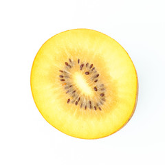 Close up Fresh gold kiwi fruits isolated on white background, macro shot
