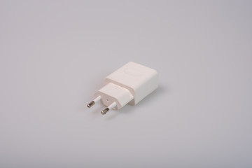 white phone charger on white isolated