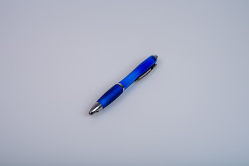 blue pen on white isolated