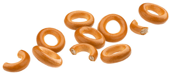Russian bagels, bread rings isolated on white background