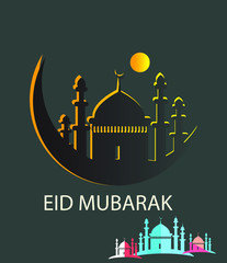 Eid Mubarak Islamic vector design greeting card template