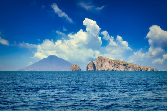 Stromboli island in the Aeolian islands