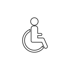 disabled line, linear icon. sign design. wheelchair icon icon design template. Trendy style, vector eps 10. Icon pictogram wheelchair physical deficient. Ideal for catalogs, informational and institut