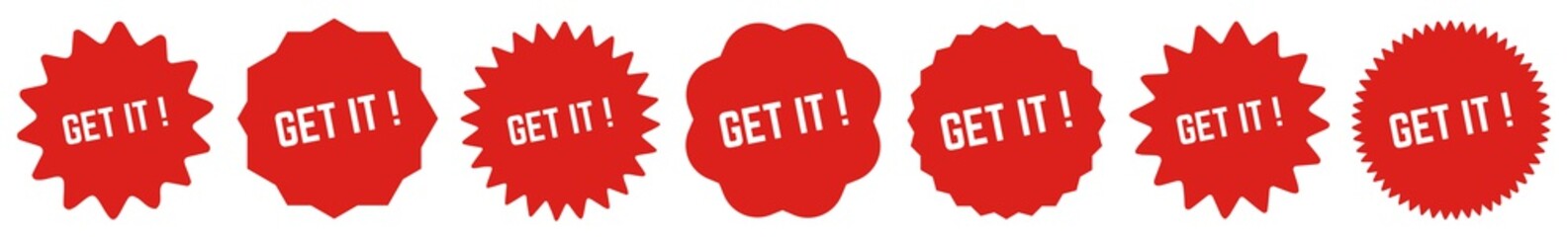 Get It! Tag Red | Icon | Sticker | Deal Label | Variations