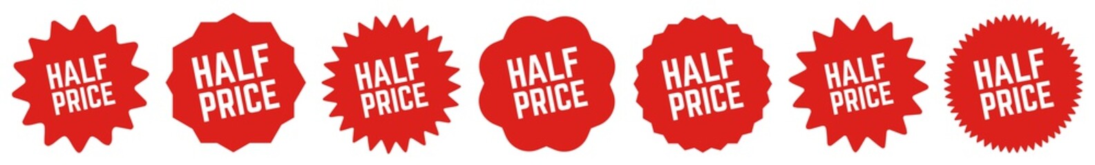 Half Price Tag Red | Icon | Sticker | Deal Label | Variations