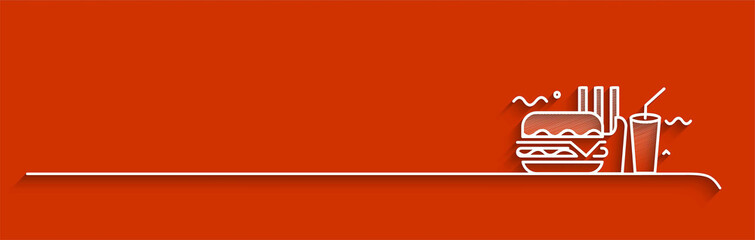 Burger with soft drink vector banner, poster design.