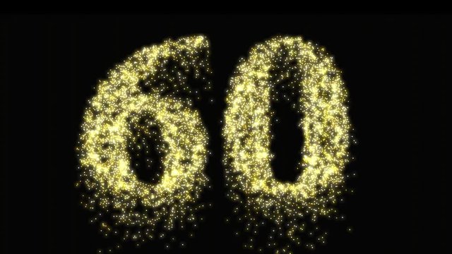 Sixty firework celebration number or gold neon celebration - video animation