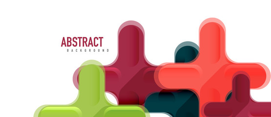 Glossy multicolored plastic style cross composition, x shape design, techno geometric modern abstract background. Trendy abstract layout template