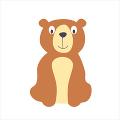 Cartoon bear isolated on white background. Zoo animals. Illustration for children books. Cute vector illustration in flat style