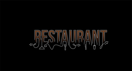 Fototapeta na wymiar Restaurant Calligraphic line art Text banner poster vector illustration Design.
