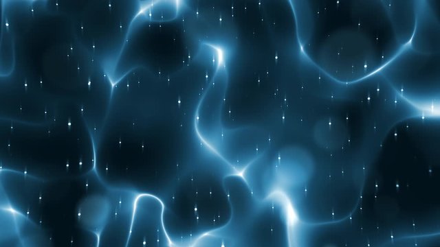 Glowing Sparkles And Bokeh On Flowing Blue Lines