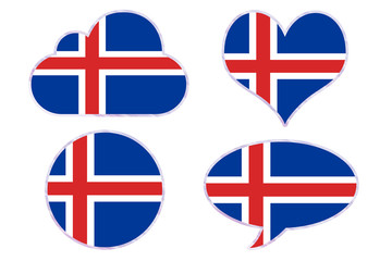Iceland flag in different shapes