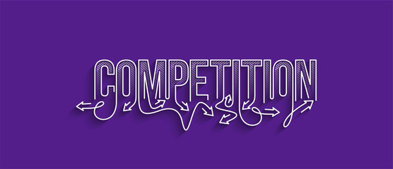 Competition Calligraphic line art Text banner poster vector illustration Design.