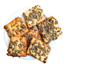 cookies with sunflower seeds insulated with space for text